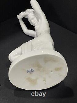 Herend 5706 Large Art Deco Nude Bathing Beauty With Hair Up Statue 14 1/2 Tall