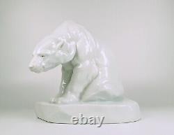 Herend Art Deco Sitting Polar Bear Bela Markup White Porcelain Figurine (b179)