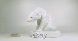 Herend Art Deco Sitting Polar Bear Bela Markup White Porcelain Figurine (b179)