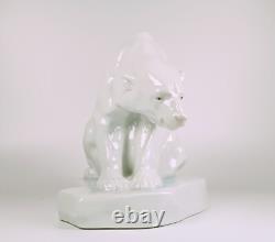 Herend Art Deco Sitting Polar Bear Bela Markup White Porcelain Figurine (b179)