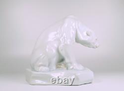Herend Art Deco Sitting Polar Bear Bela Markup White Porcelain Figurine (b179)