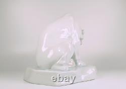 Herend Art Deco Sitting Polar Bear Bela Markup White Porcelain Figurine (b179)