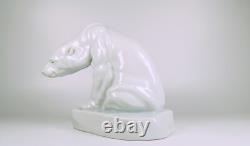 Herend Art Deco Sitting Polar Bear Bela Markup White Porcelain Figurine (b179)