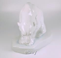 Herend Art Deco Sitting Polar Bear Bela Markup White Porcelain Figurine (b179)