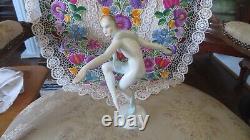 Herend Porcelain Figurine Nude Dancer Art Deco Blue Silk Scarf 15735