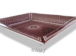 Hermes H4 Home Rouge Art Deco H DECO Limoges Porcelain Change Tray GM, BNIB