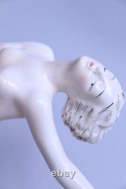 Hertwig & Katzhutte German Faience Porcelain Figurine Nude Girl Art Deco Dancer