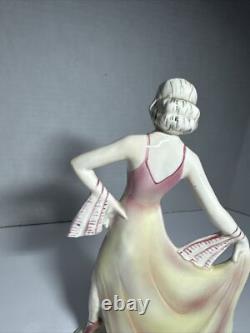 Hertwig of Katzhutte Dancing Lady 2301 Pink & Pale Yellow 7 3/4 Art Deco