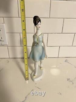 Hollohaza Kezzel Festett Porcelain Handpainted Art Deco Girl In Blue Figurine