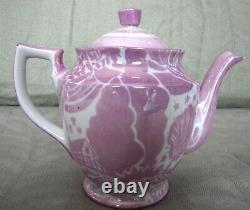 Homage to Clarice Cliff Tea Set Art Deco Lustred Pink/ White Limoges/Silesia