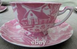 Homage to Clarice Cliff Tea Set Art Deco Lustred Pink/ White Limoges/Silesia