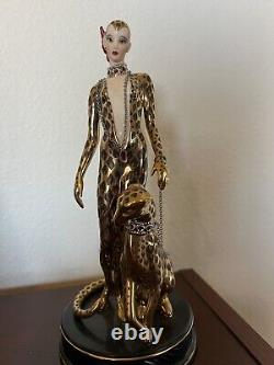 House of Erte Franklin Mint Leopard Art Deco Limited Edition Porcelain Figurine