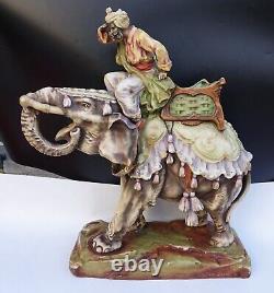 Huge Elephant w Arab Rider Austrian Imperial Amphora Bohemia Polychrome Ceramic