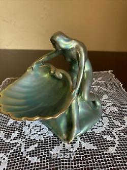 Hungarian Zsolnay Pecs Iridescent Eosin Nude Naked Girl Figurine Statue