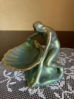 Hungarian Zsolnay Pecs Iridescent Eosin Nude Naked Girl Figurine Statue