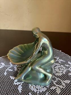 Hungarian Zsolnay Pecs Iridescent Eosin Nude Naked Girl Figurine Statue