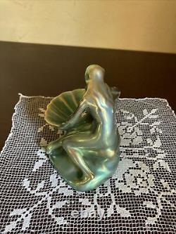 Hungarian Zsolnay Pecs Iridescent Eosin Nude Naked Girl Figurine Statue