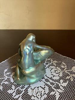 Hungarian Zsolnay Pecs Iridescent Eosin Nude Naked Girl Figurine Statue