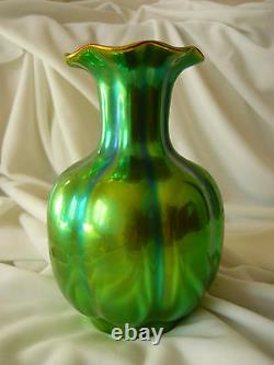 Hungary Art Deco Zsolnay porcelain eosin green Gold bulb vase Pécs Modern Design