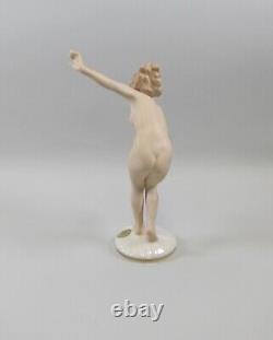 Hutschenreuther Art Deco Nude Figurine GIRL withGOLD BALL/ORB 1806 Figurine TUTTER