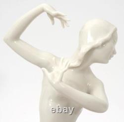 Hutschenreuther Carl Werner Dancing Nude Woman White Porcelain Figurine, 8 5/8