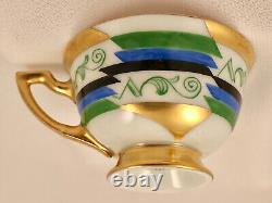 Hutschenreuther Demitasse Cup & Saucer, Art Deco, Hand Painted
