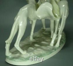 Hutschenreuther Figurine Woman W Greyhounds Dogs Germany Porcelain Marked Rare