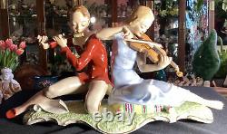 Hutschenreuther Germany Musical Duet Flute & Guitar Large 16 Porcelain Figurine