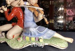 Hutschenreuther Germany Musical Duet Flute & Guitar Large 16 Porcelain Figurine