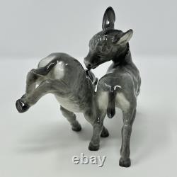 Hutschenreuther JHR Germany Porcelain Figurine 2 Donkeys Vintage MCM