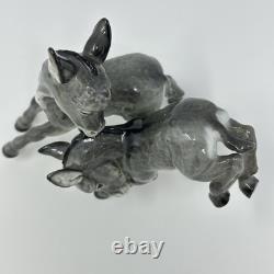 Hutschenreuther JHR Germany Porcelain Figurine 2 Donkeys Vintage MCM