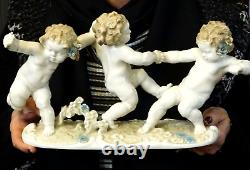 Hutschenreuther Karl Tutter Sculpture Porcelain Triptych PUTTI Germany Art DECO