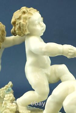 Hutschenreuther Karl Tutter Sculpture Porcelain Triptych PUTTI Germany Art DECO