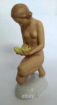 Hutschenreuther Nude Lady Bird/Chicks Figurine by Carl Werner