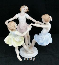 Hutschenreuther Porcelain Figurine Round May Dance Color Girls Dancing K. Tutter