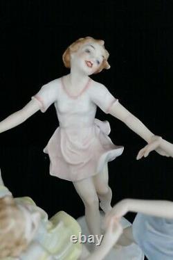 Hutschenreuther Porcelain Figurine Round May Dance Color Girls Dancing K. Tutter