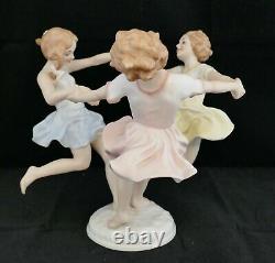 Hutschenreuther Porcelain Figurine Round May Dance Color Girls Dancing K. Tutter