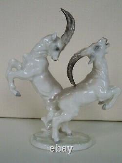 Hutschenreuther Rosenthal porcelain figurine Ibex goat Ram Goats fighting TUTTER