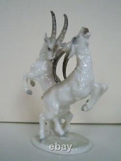 Hutschenreuther Rosenthal porcelain figurine Ibex goat Ram Goats fighting TUTTER