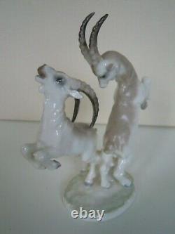 Hutschenreuther Rosenthal porcelain figurine Ibex goat Ram Goats fighting TUTTER