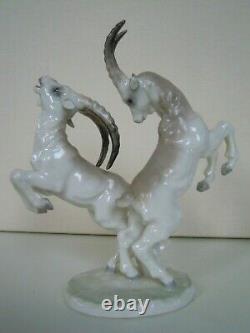 Hutschenreuther Rosenthal porcelain figurine Ibex goat Ram Goats fighting TUTTER