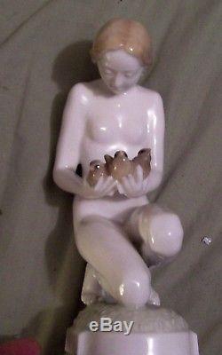 Hutschenreuther german porcelain art deco figurine nude holding birds