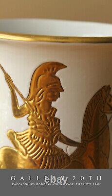 Hyper-rare! Italian Zaccagnini Goddess Athena Vase! Art Deco Tiffany's Gold 1940