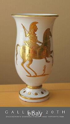 Hyper-rare! Italian Zaccagnini Goddess Athena Vase! Art Deco Tiffany's Gold 1940