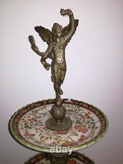 Important Centerpiece French 1900 bronze porcelain Etagère Art Nouveau Deco