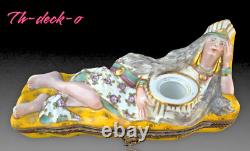 Indian Inkwell Box Porcelain Paris Art Deco 1930 Inkwell Box Aladdin