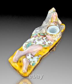 Indian Inkwell Box Porcelain Paris Art Deco 1930 Inkwell Box Aladdin