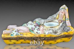 Indian Inkwell Box Porcelain Paris Art Deco 1930 Inkwell Box Aladdin