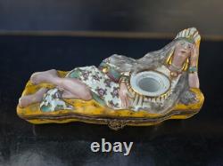 Indian Inkwell Box Porcelain Paris Art Deco 1930 Inkwell Box Aladdin