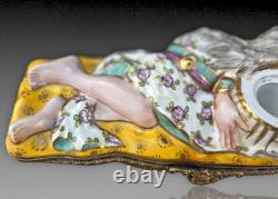 Indian Inkwell Box Porcelain Paris Art Deco 1930 Inkwell Box Aladdin
